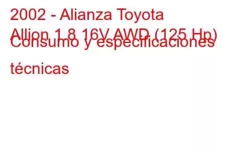 2002 - Alianza Toyota
Allion 1.8 16V AWD (125 Hp) Consumo y especificaciones técnicas