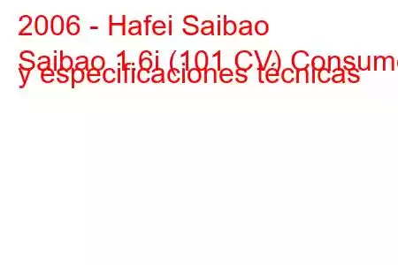 2006 - Hafei Saibao
Saibao 1.6i (101 CV) Consumo y especificaciones técnicas