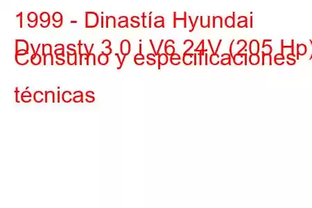 1999 - Dinastía Hyundai
Dynasty 3.0 i V6 24V (205 Hp) Consumo y especificaciones técnicas