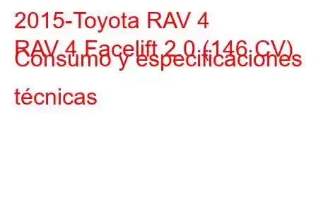 2015-Toyota RAV 4
RAV 4 Facelift 2.0 (146 CV) Consumo y especificaciones técnicas