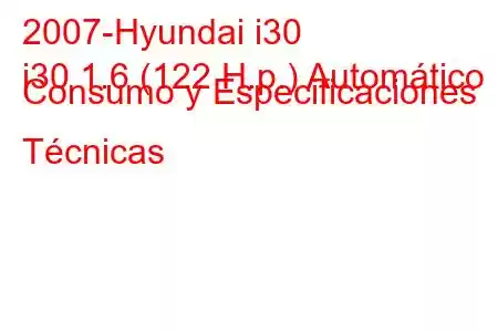 2007-Hyundai i30
i30 1.6 (122 H.p.) Automático Consumo y Especificaciones Técnicas