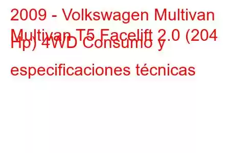 2009 - Volkswagen Multivan
Multivan T5 Facelift 2.0 (204 Hp) 4WD Consumo y especificaciones técnicas