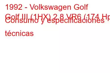 1992 - Volkswagen Golf
Golf III (1HX) 2.8 VR6 (174 Hp) Consumo y especificaciones técnicas