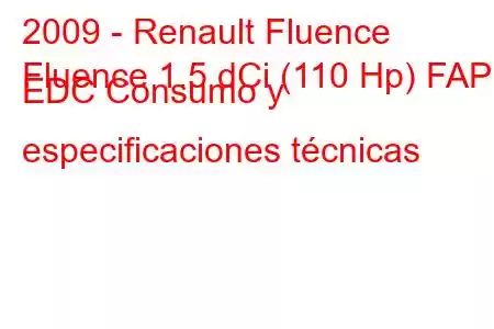 2009 - Renault Fluence
Fluence 1.5 dCi (110 Hp) FAP EDC Consumo y especificaciones técnicas