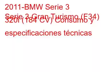 2011-BMW Serie 3
Serie 3 Gran Turismo (F34) 320i (184 CV) Consumo y especificaciones técnicas