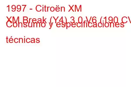 1997 - Citroën XM
XM Break (Y4) 3.0 V6 (190 CV) Consumo y especificaciones técnicas