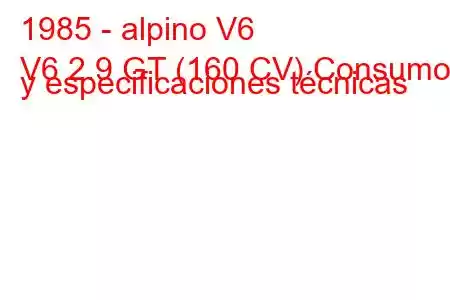 1985 - alpino V6
V6 2.9 GT (160 CV) Consumo y especificaciones técnicas