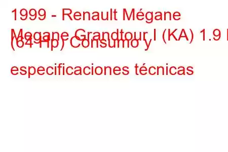 1999 - Renault Mégane
Megane Grandtour I (KA) 1.9 D (64 Hp) Consumo y especificaciones técnicas