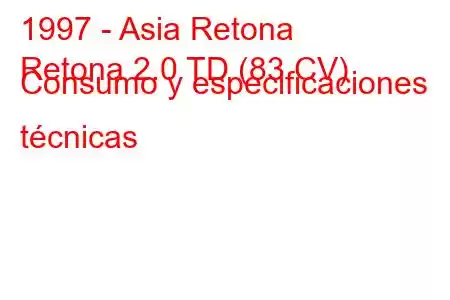 1997 - Asia Retona
Retona 2.0 TD (83 CV) Consumo y especificaciones técnicas