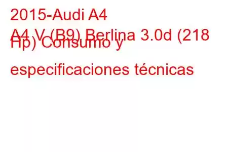 2015-Audi A4
A4 V (B9) Berlina 3.0d (218 Hp) Consumo y especificaciones técnicas