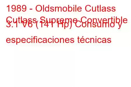 1989 - Oldsmobile Cutlass
Cutlass Supreme Convertible 3.1 V6 (141 Hp) Consumo y especificaciones técnicas