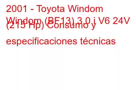 2001 - Toyota Windom
Windom (BF13) 3.0 i V6 24V (215 Hp) Consumo y especificaciones técnicas