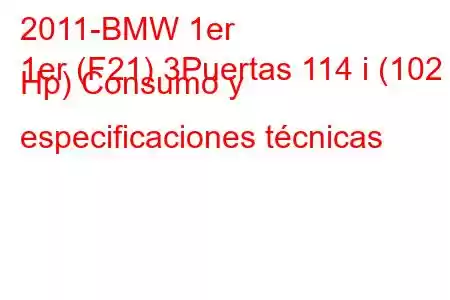 2011-BMW 1er
1er (F21) 3Puertas 114 i (102 Hp) Consumo y especificaciones técnicas