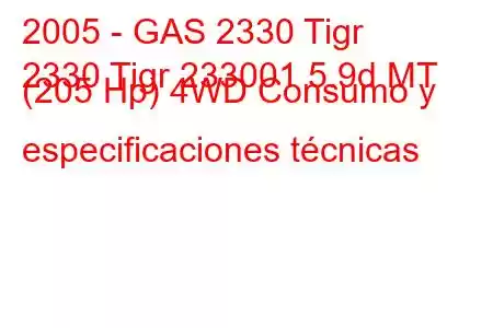 2005 - GAS 2330 Tigr
2330 Tigr 233001 5.9d MT (205 Hp) 4WD Consumo y especificaciones técnicas