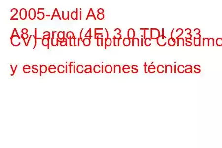 2005-Audi A8
A8 Largo (4E) 3.0 TDI (233 CV) quattro tiptronic Consumo y especificaciones técnicas