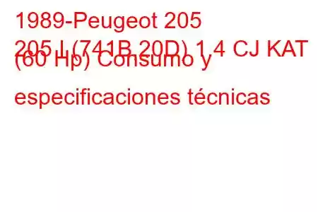 1989-Peugeot 205
205 I (741B,20D) 1.4 CJ KAT (60 Hp) Consumo y especificaciones técnicas