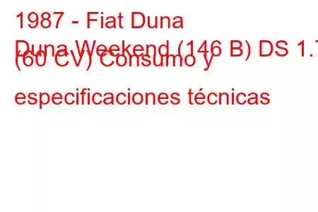 1987 - Fiat Duna
Duna Weekend (146 B) DS 1.7 (60 CV) Consumo y especificaciones técnicas