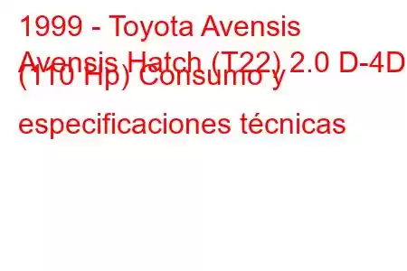 1999 - Toyota Avensis
Avensis Hatch (T22) 2.0 D-4D (110 Hp) Consumo y especificaciones técnicas