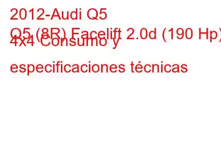 2012-Audi Q5
Q5 (8R) Facelift 2.0d (190 Hp) 4x4 Consumo y especificaciones técnicas