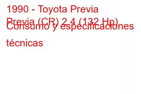 1990 - Toyota Previa
Previa (CR) 2.4 (132 Hp) Consumo y especificaciones técnicas