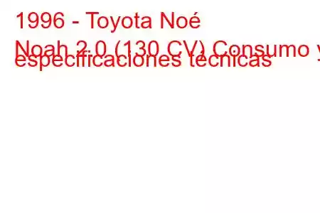 1996 - Toyota Noé
Noah 2.0 (130 CV) Consumo y especificaciones técnicas