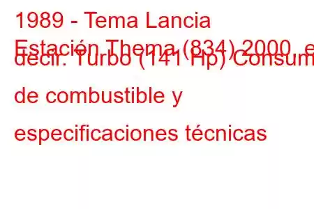 1989 - Tema Lancia
Estación Thema (834) 2000, es decir. Turbo (141 Hp) Consumo de combustible y especificaciones técnicas