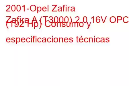 2001-Opel Zafira
Zafira A (T3000) 2.0 16V OPC (192 Hp) Consumo y especificaciones técnicas