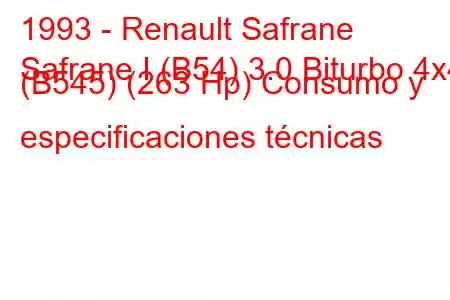 1993 - Renault Safrane
Safrane I (B54) 3.0 Biturbo 4x4 (B545) (263 Hp) Consumo y especificaciones técnicas