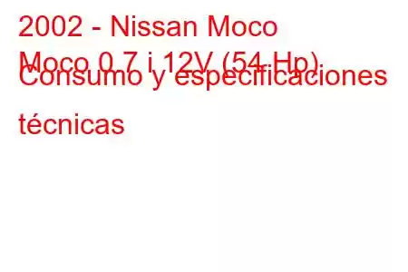 2002 - Nissan Moco
Moco 0.7 i 12V (54 Hp) Consumo y especificaciones técnicas