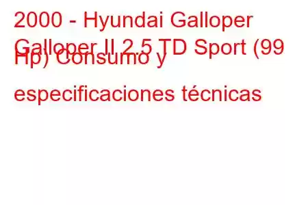 2000 - Hyundai Galloper
Galloper II 2.5 TD Sport (99 Hp) Consumo y especificaciones técnicas