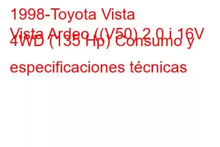 1998-Toyota Vista
Vista Ardeo ((V50) 2.0 i 16V 4WD (135 Hp) Consumo y especificaciones técnicas