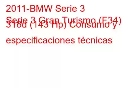 2011-BMW Serie 3
Serie 3 Gran Turismo (F34) 318d (143 Hp) Consumo y especificaciones técnicas