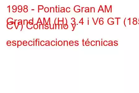 1998 - Pontiac Gran AM
Grand AM (H) 3.4 i V6 GT (185 CV) Consumo y especificaciones técnicas