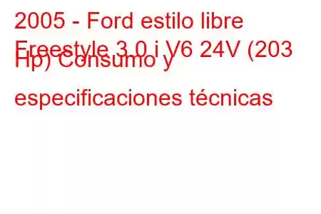 2005 - Ford estilo libre
Freestyle 3.0 i V6 24V (203 Hp) Consumo y especificaciones técnicas