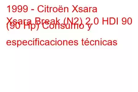 1999 - Citroën Xsara
Xsara Break (N2) 2.0 HDI 90 (90 Hp) Consumo y especificaciones técnicas