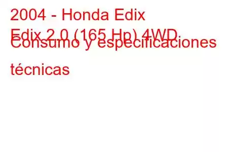 2004 - Honda Edix
Edix 2.0 (165 Hp) 4WD Consumo y especificaciones técnicas