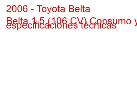 2006 - Toyota Belta
Belta 1.5 (106 CV) Consumo y especificaciones técnicas