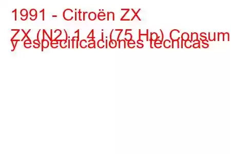 1991 - Citroën ZX
ZX (N2) 1.4 i (75 Hp) Consumo y especificaciones técnicas