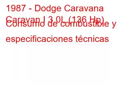 1987 - Dodge Caravana
Caravan I 3.0L (136 Hp) Consumo de combustible y especificaciones técnicas