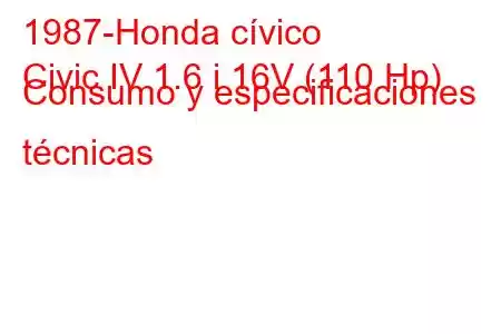 1987-Honda cívico
Civic IV 1.6 i 16V (110 Hp) Consumo y especificaciones técnicas