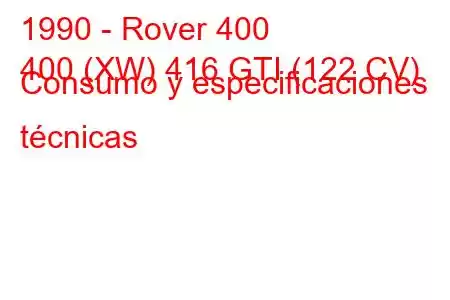 1990 - Rover 400
400 (XW) 416 GTI (122 CV) Consumo y especificaciones técnicas