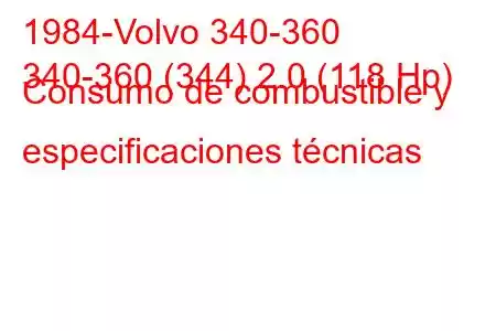 1984-Volvo 340-360
340-360 (344) 2.0 (118 Hp) Consumo de combustible y especificaciones técnicas