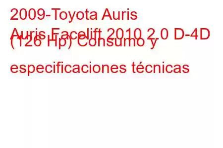 2009-Toyota Auris
Auris Facelift 2010 2.0 D-4D (126 Hp) Consumo y especificaciones técnicas