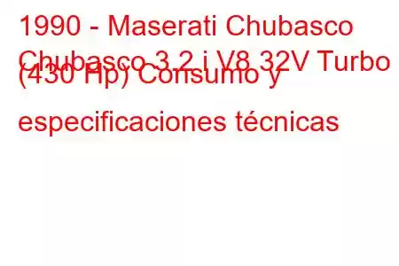 1990 - Maserati Chubasco
Chubasco 3.2 i V8 32V Turbo (430 Hp) Consumo y especificaciones técnicas