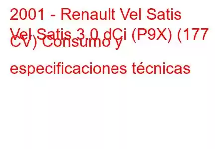 2001 - Renault Vel Satis
Vel Satis 3.0 dCi (P9X) (177 CV) Consumo y especificaciones técnicas