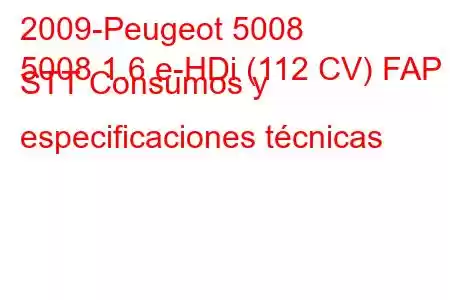 2009-Peugeot 5008
5008 1.6 e-HDi (112 CV) FAP STT Consumos y especificaciones técnicas