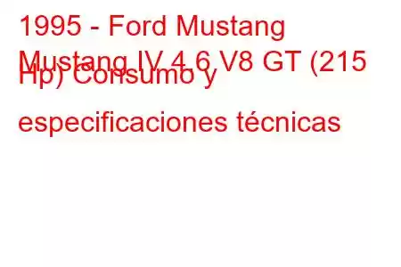 1995 - Ford Mustang
Mustang IV 4.6 V8 GT (215 Hp) Consumo y especificaciones técnicas