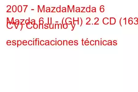 2007 - MazdaMazda 6
Mazda 6 II - (GH) 2.2 CD (163 CV) Consumo y especificaciones técnicas