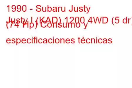 1990 - Subaru Justy
Justy I (KAD) 1200 4WD (5 dr) (74 Hp) Consumo y especificaciones técnicas