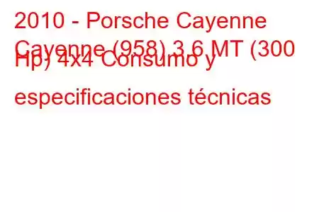 2010 - Porsche Cayenne
Cayenne (958) 3.6 MT (300 Hp) 4x4 Consumo y especificaciones técnicas